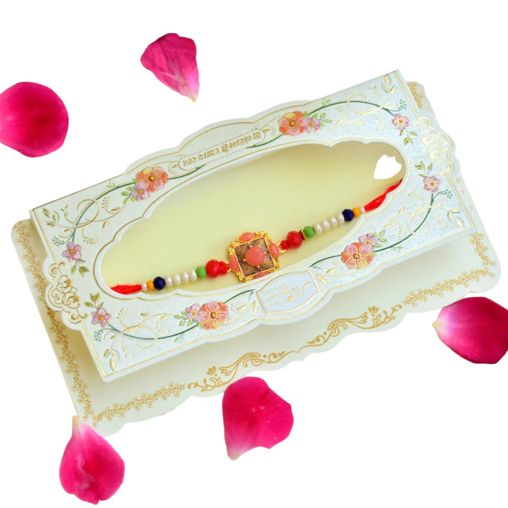 Traditional  Rakhi with Pearl and Color Beads – RK-173