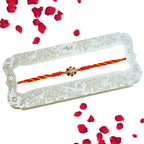 Elegant Stone Rakhi – RK-225 | Red-Yellow Braided Thread with Sparkling Centerpiece