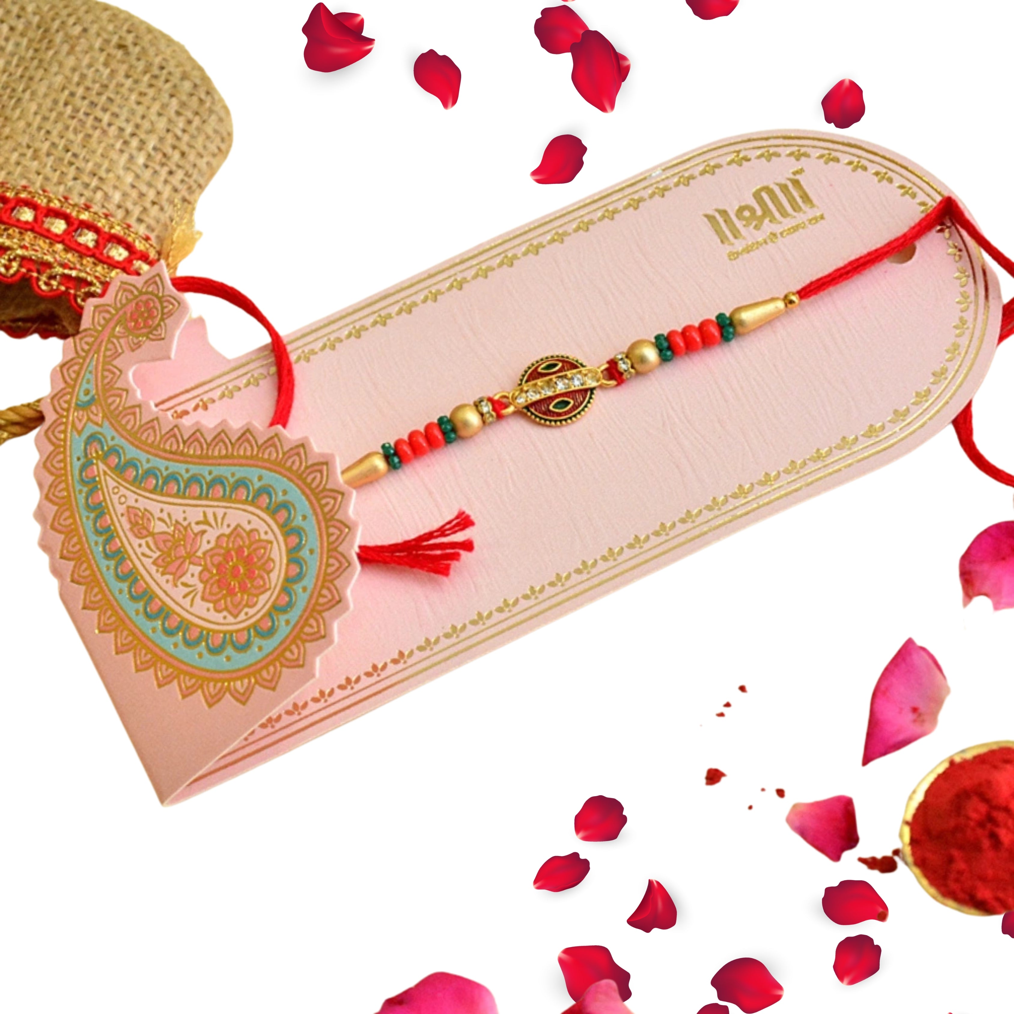 CraftEarth Handcrafted Traditional Beaded Rakhi with Infinity Symbol – Rakhi for Brother – RK-2