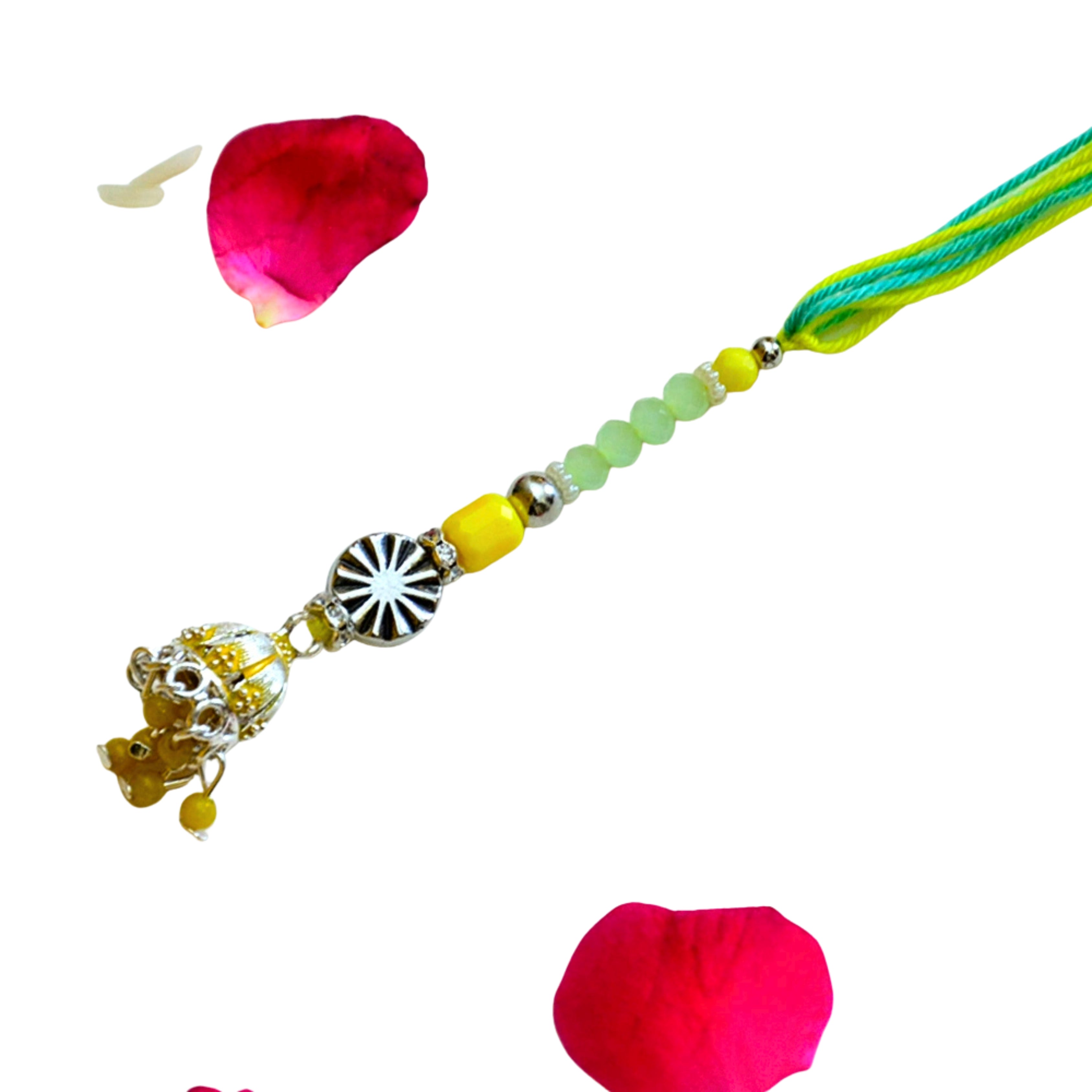Stylish Lumba Rakhi with Floral Motif for Bhabhi - RK-287