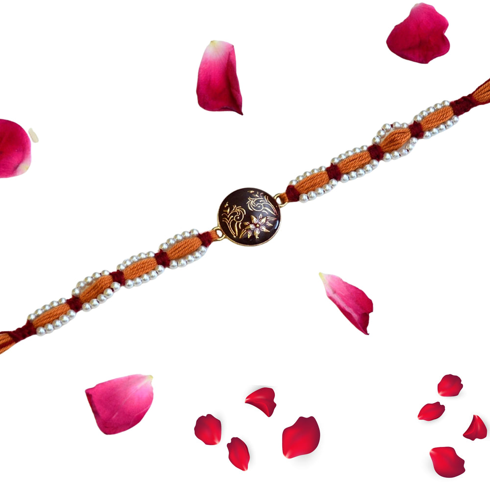 Royal Floral Design with Pearl Beads Rakhi – RK-309