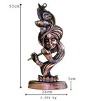 Metal Krishna Statue with Flute and Peacock Feather G-108-B-WS
