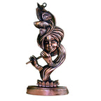 Metal Krishna Statue with Flute and Peacock Feather G-108-B-WS