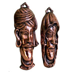 Handcrafted Metal Rajasthani Face Wall Hangings - Set of 2, G-12-B