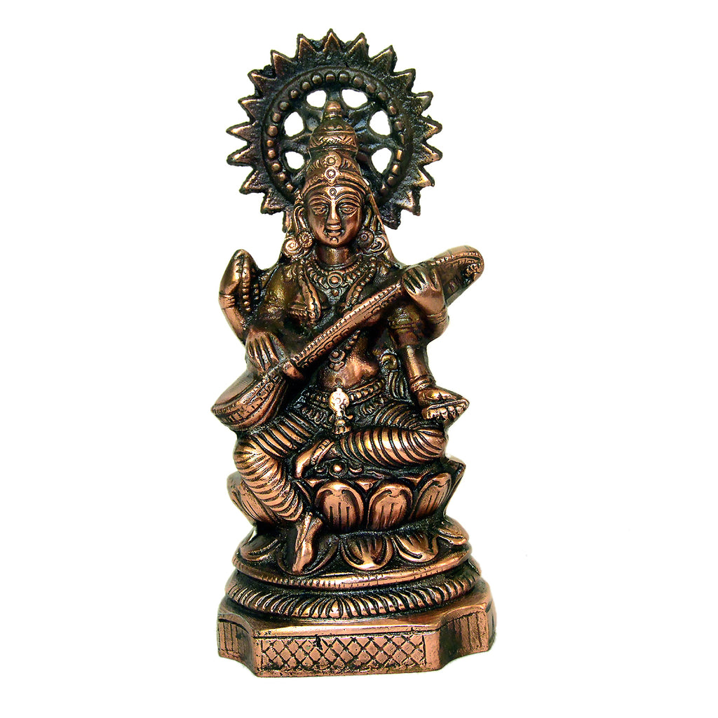 Handcrafted Metal Saraswati Statue - Goddess of Knowledge and Arts G-202-A-WS