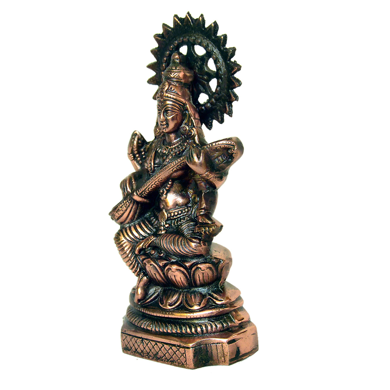 Handcrafted Metal Saraswati Statue - Goddess of Knowledge and Arts G-202-A-WS