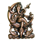Metal Ganesha with Veena Statue - Handcrafted Musical Deity Idol G-254-A