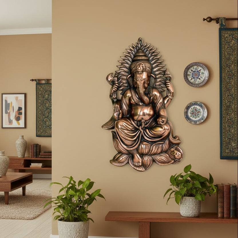 Handcrafted Metal Ganesha Statue with Intricate Detailing G-263-A