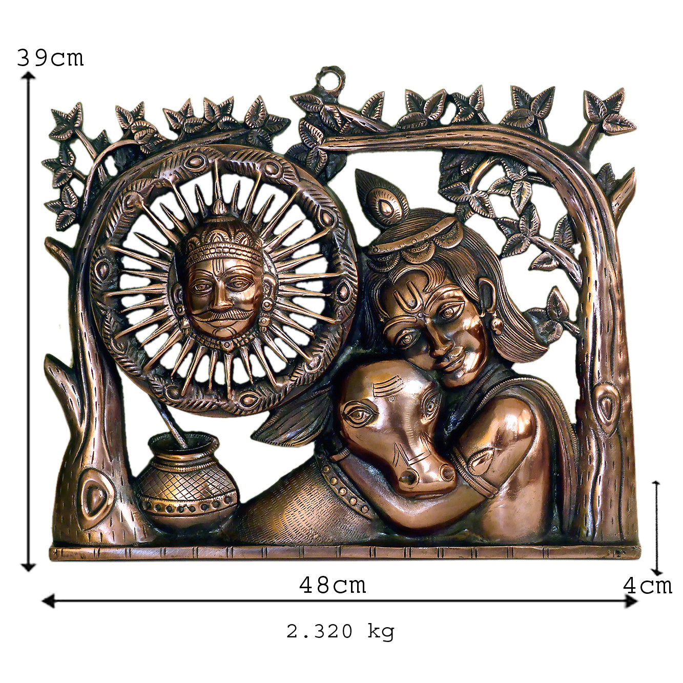Radha Krishna Metal Wall Art with Sun and Tree of Life G-265-A