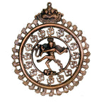 Metal Nataraja Wall Hanging with Om Symbols - Handcrafted Shiva Wall Decor G-266-A