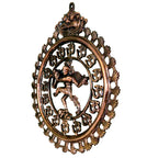 Metal Nataraja Wall Hanging with Om Symbols - Handcrafted Shiva Wall Decor G-266-A