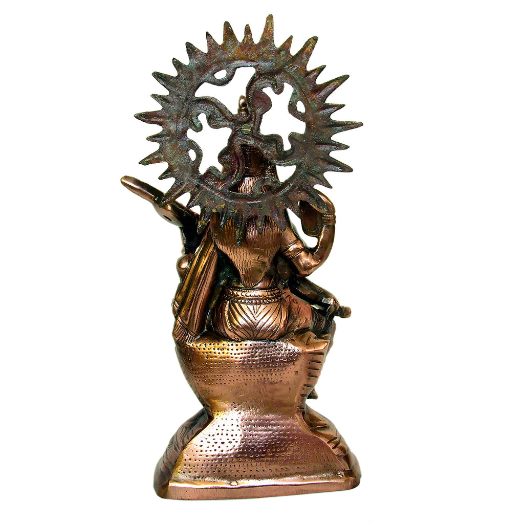Metal Saraswati Statue with Sun Halo G-38-C