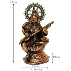 Handcrafted Metal Saraswati Statue with Veena G-38-D