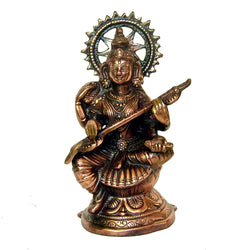 Handcrafted Metal Saraswati Statue with Veena G-38-D