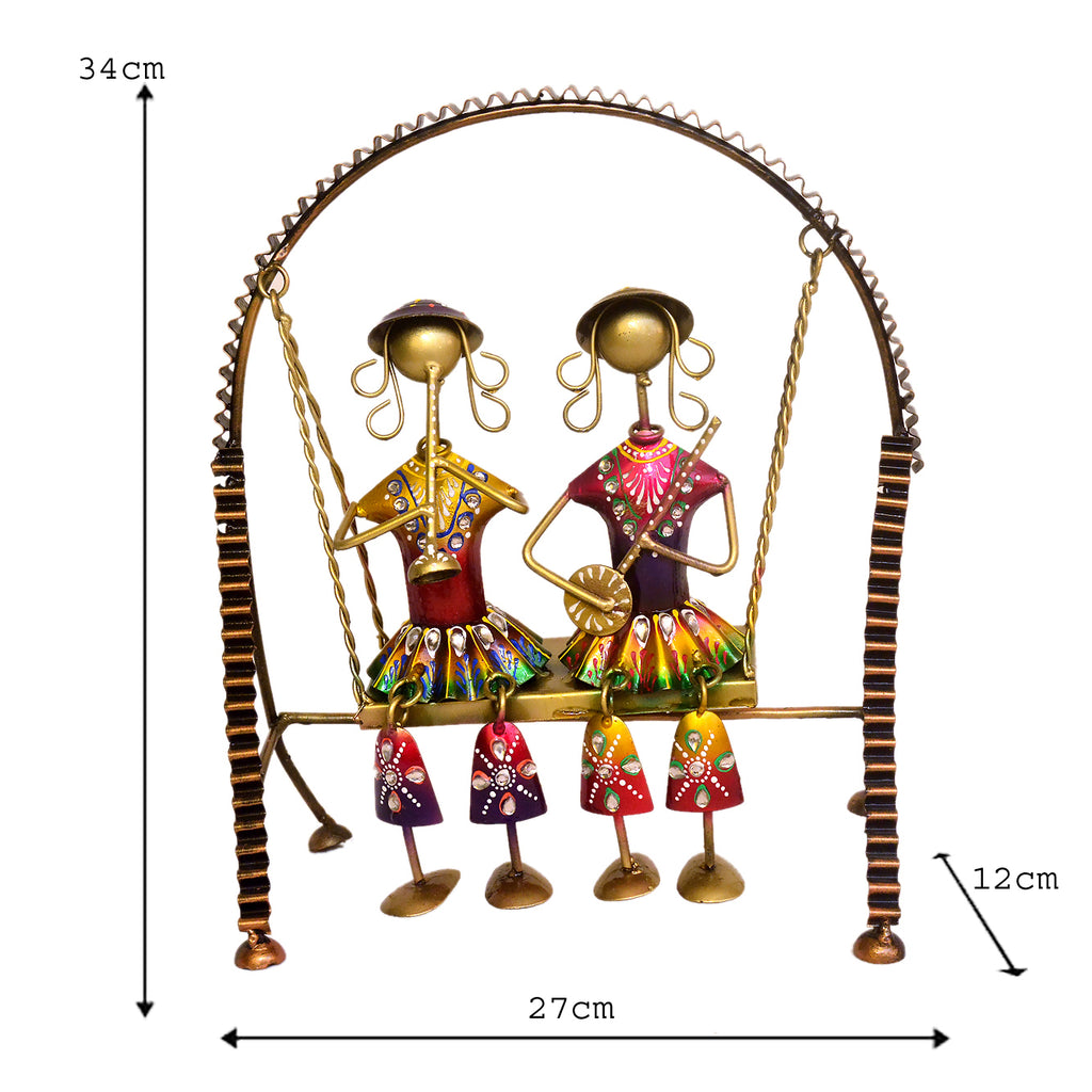 Metal Swing Showpiece with Hand-Painted Figurines I-199-A