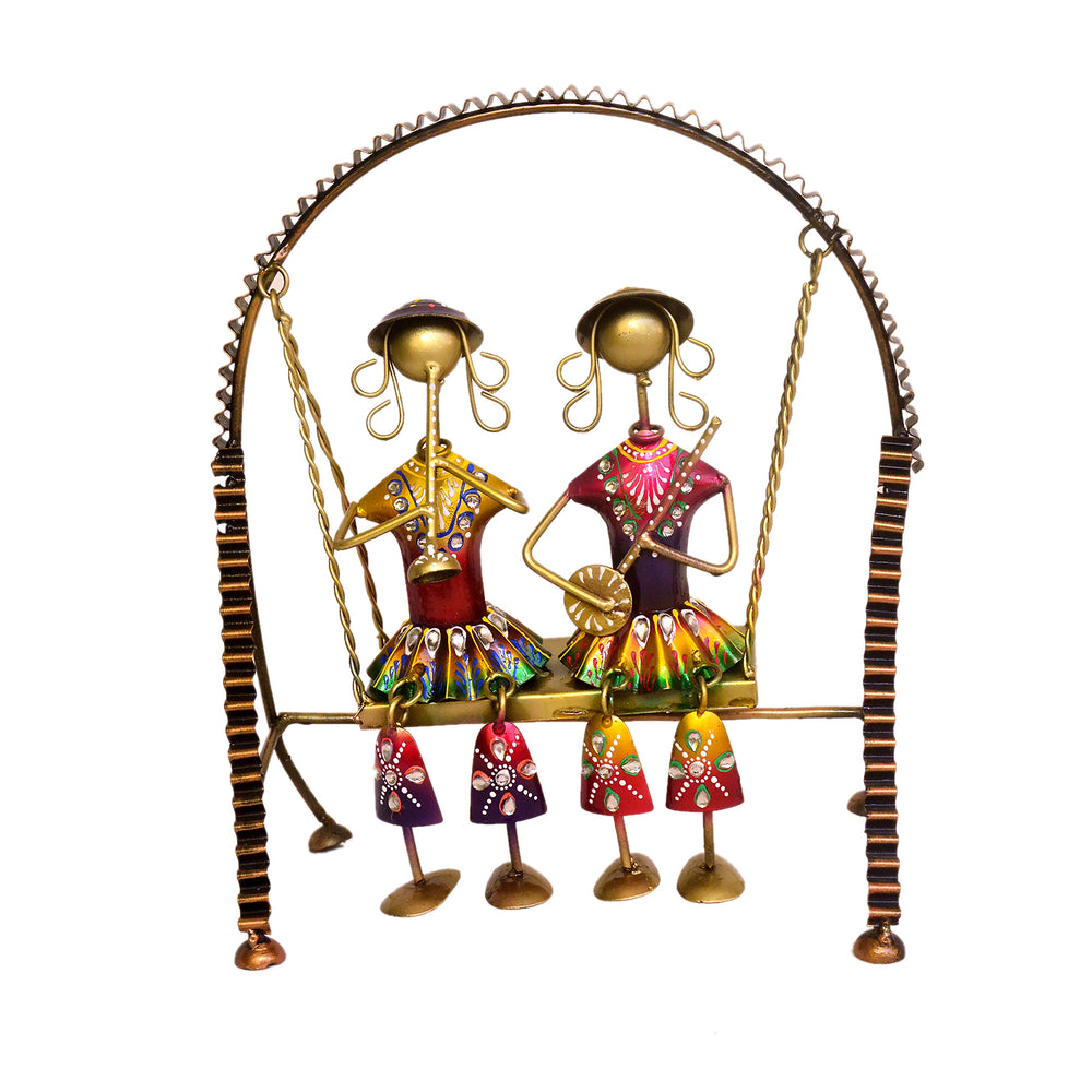 Metal Swing Showpiece with Hand-Painted Figurines I-199-A