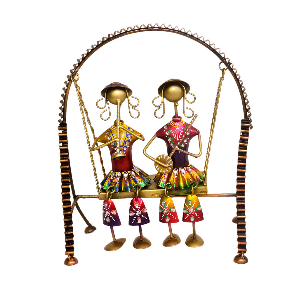 Metal Swing Showpiece with Hand-Painted Figurines I-199-A