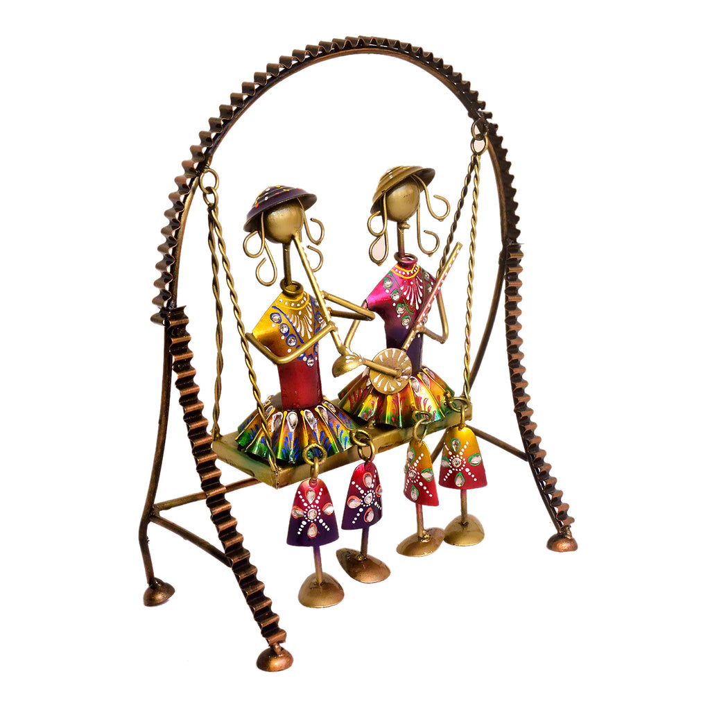 Metal Swing Showpiece with Hand-Painted Figurines I-199-A