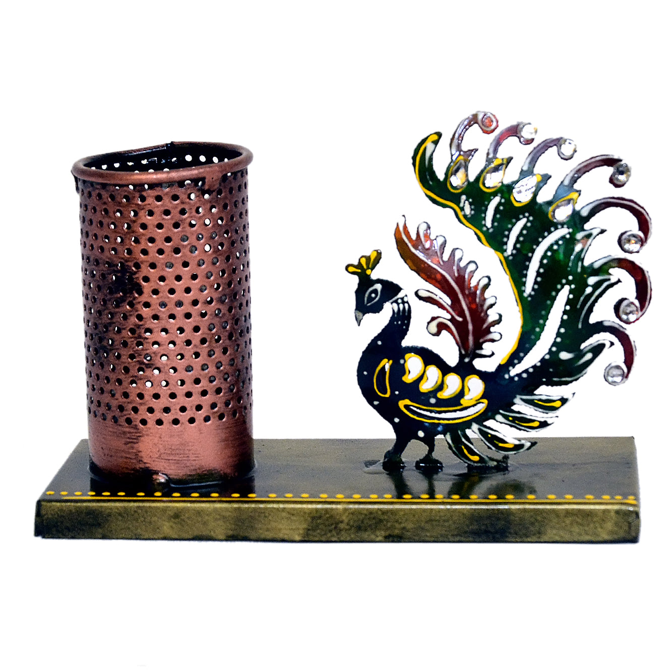 Handcrafted Peacock Pen Holder I-214-B