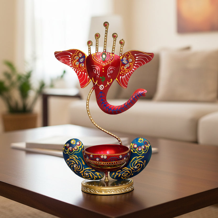 Ganesha Tealight Holder – Decorative Tabletop Diya Stand I-229-A