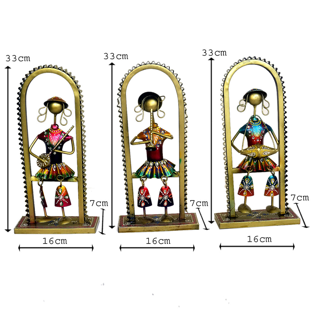 Handcrafted Metal Musician Figurines - Set of 3, I-233-A
