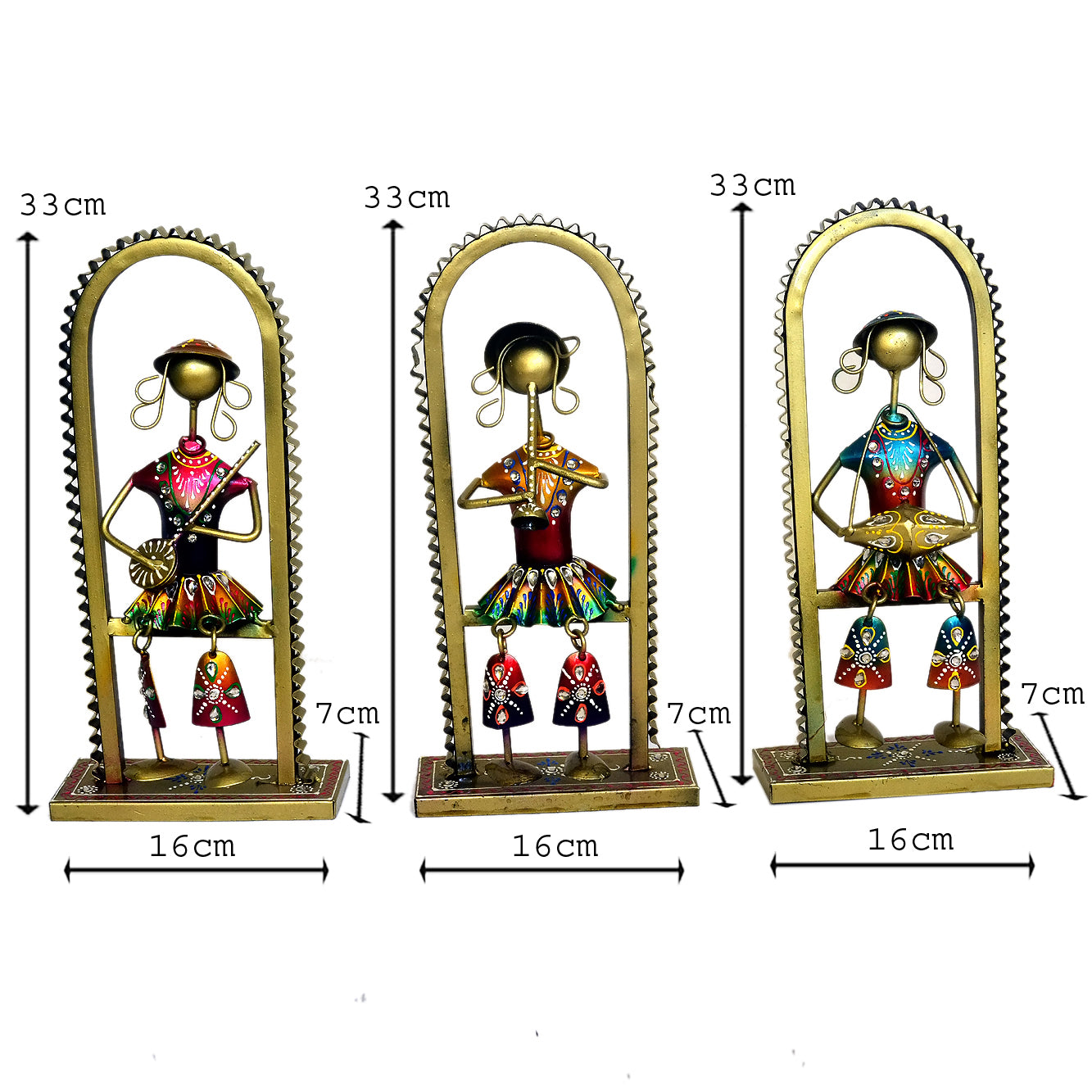 Handcrafted Metal Musician Figurines - Set of 3, I-233-A