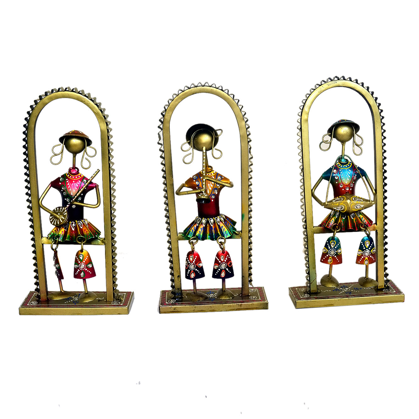 Handcrafted Metal Musician Figurines - Set of 3, I-233-A
