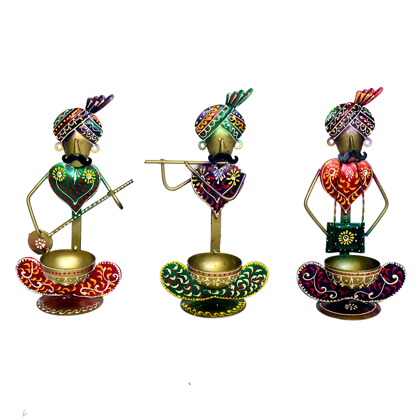 Handcrafted Metal Musician Figurines - Set of 3, I-235-A
