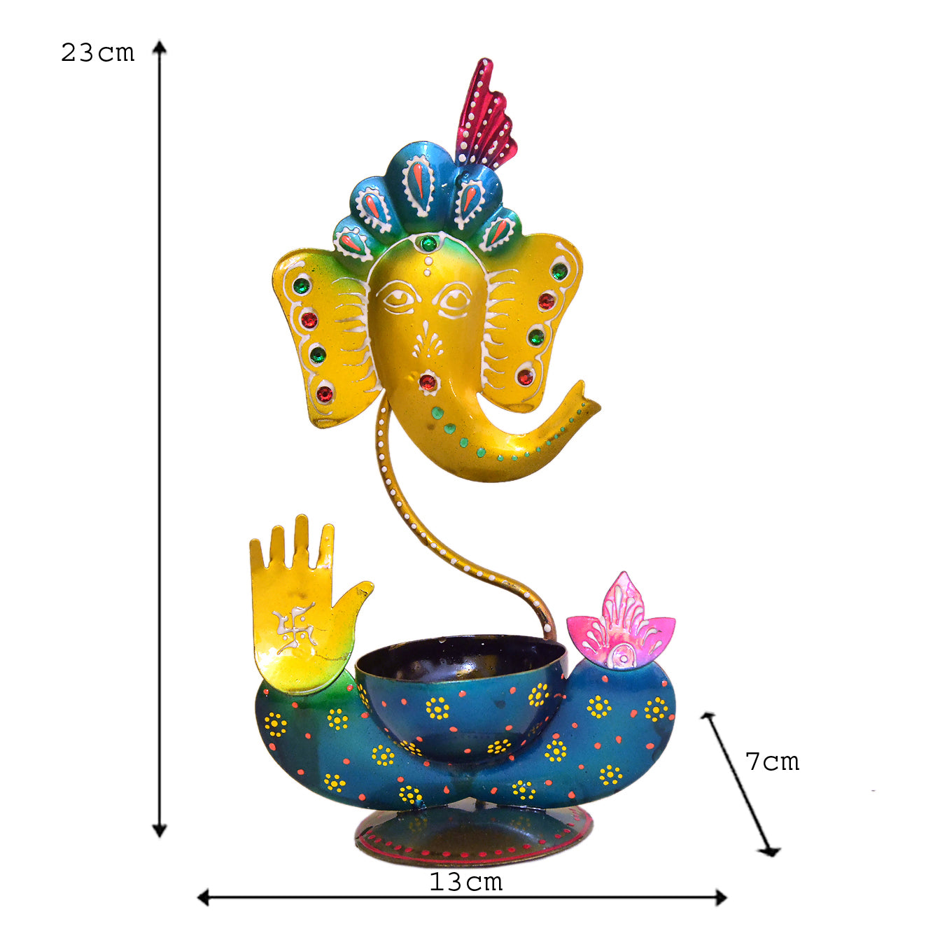 Handcrafted Metal Ganesha Tealight Holder I-237-A