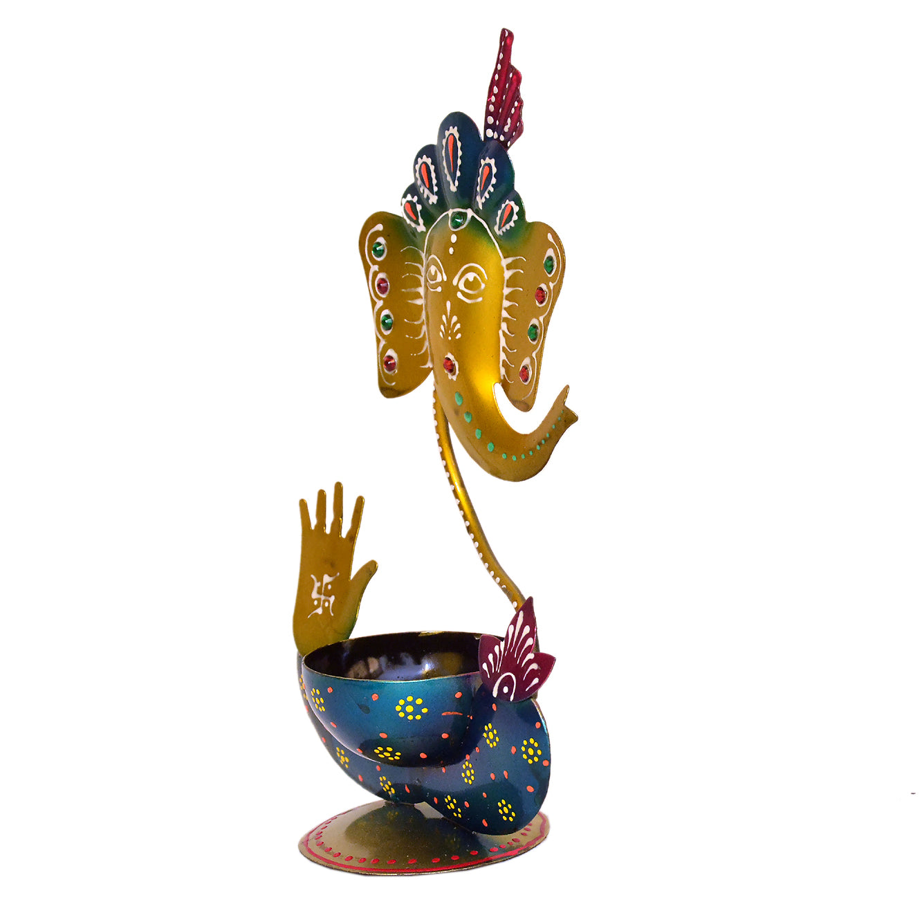 Handcrafted Metal Ganesha Tealight Holder I-237-A