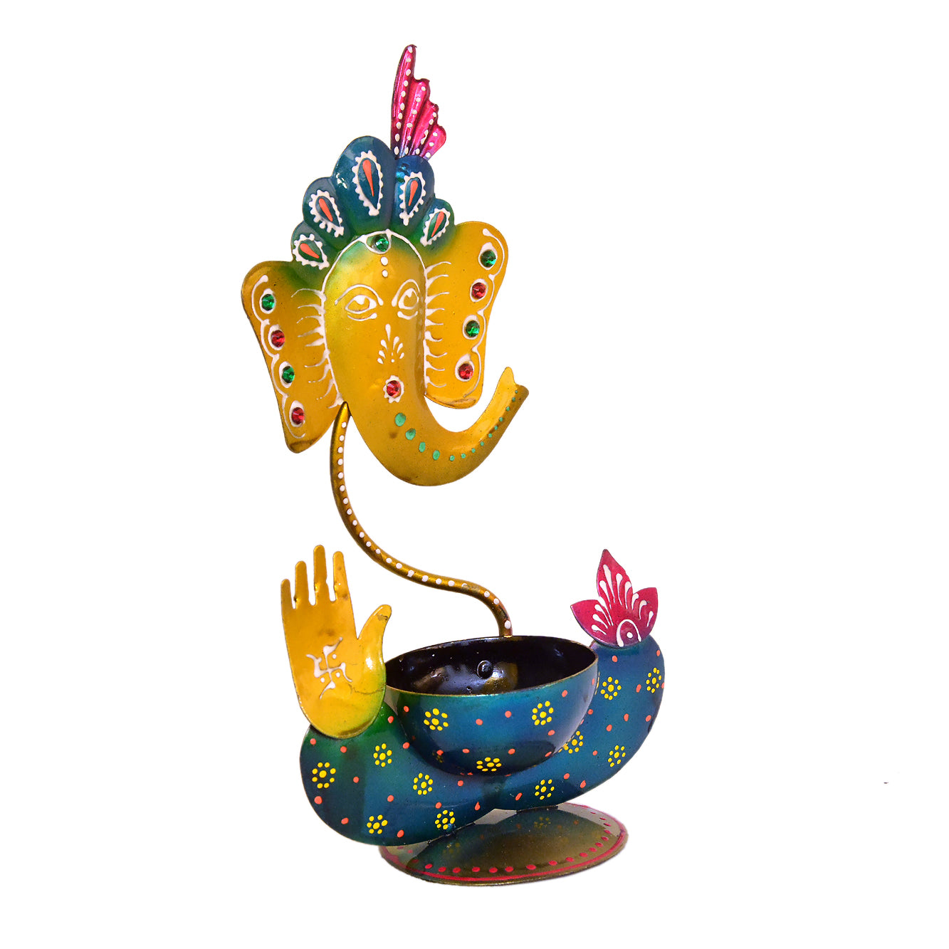 Handcrafted Metal Ganesha Tealight Holder I-237-A