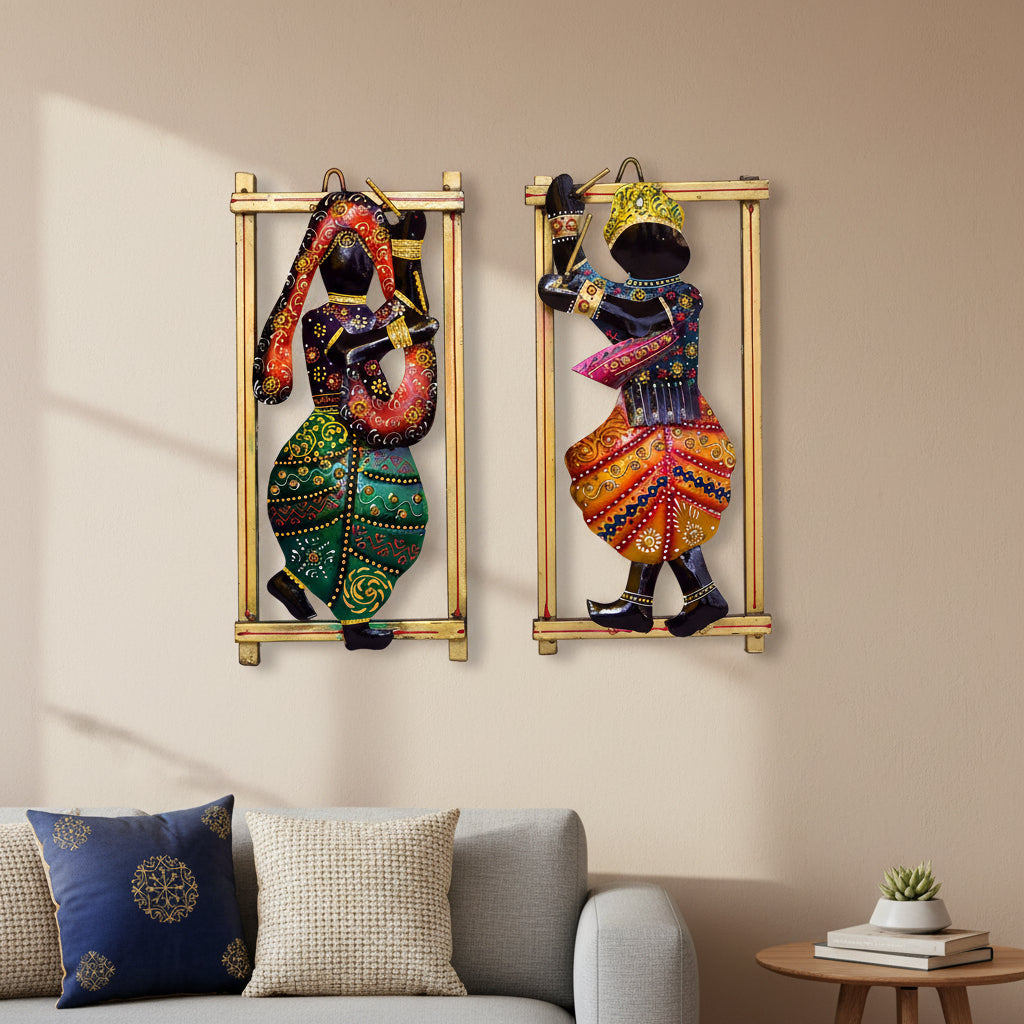 Handcrafted Indian Musician Wall Art Set I-248-A
