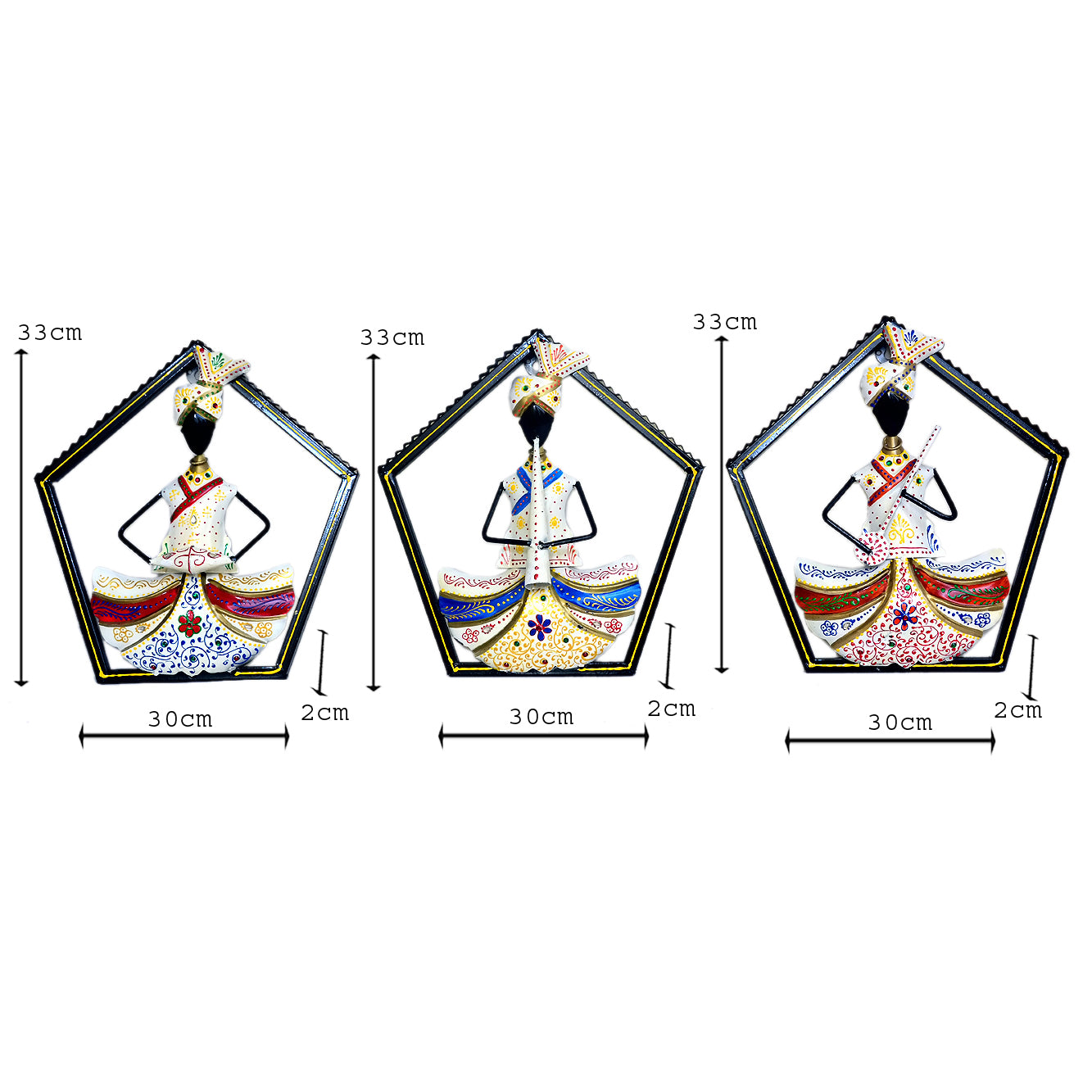 Handcrafted Metal Figurines - Set of 3 Traditional Indian Art I-250-A