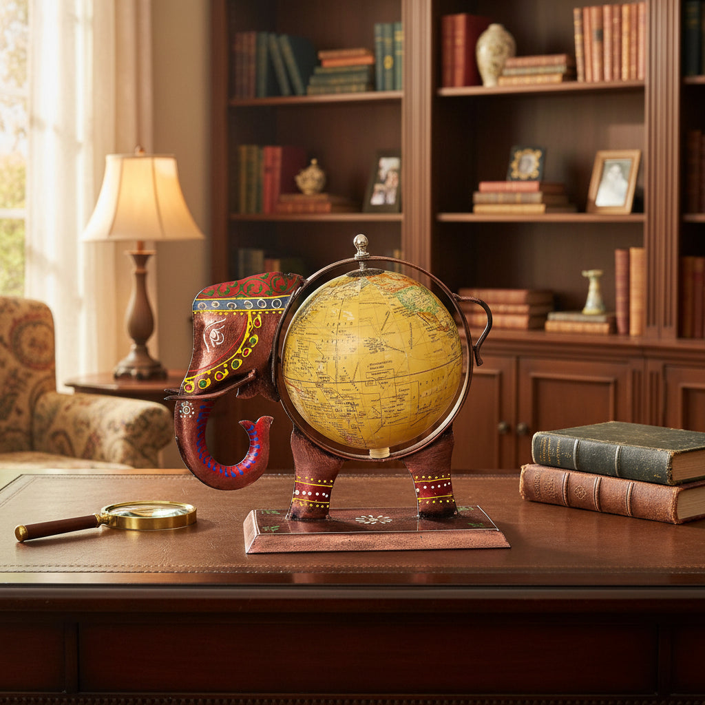 Metal Elephant Globe Showpiece I-251-A