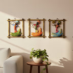 Handcrafted Tribal Wall Art Set of 3 I-252-A