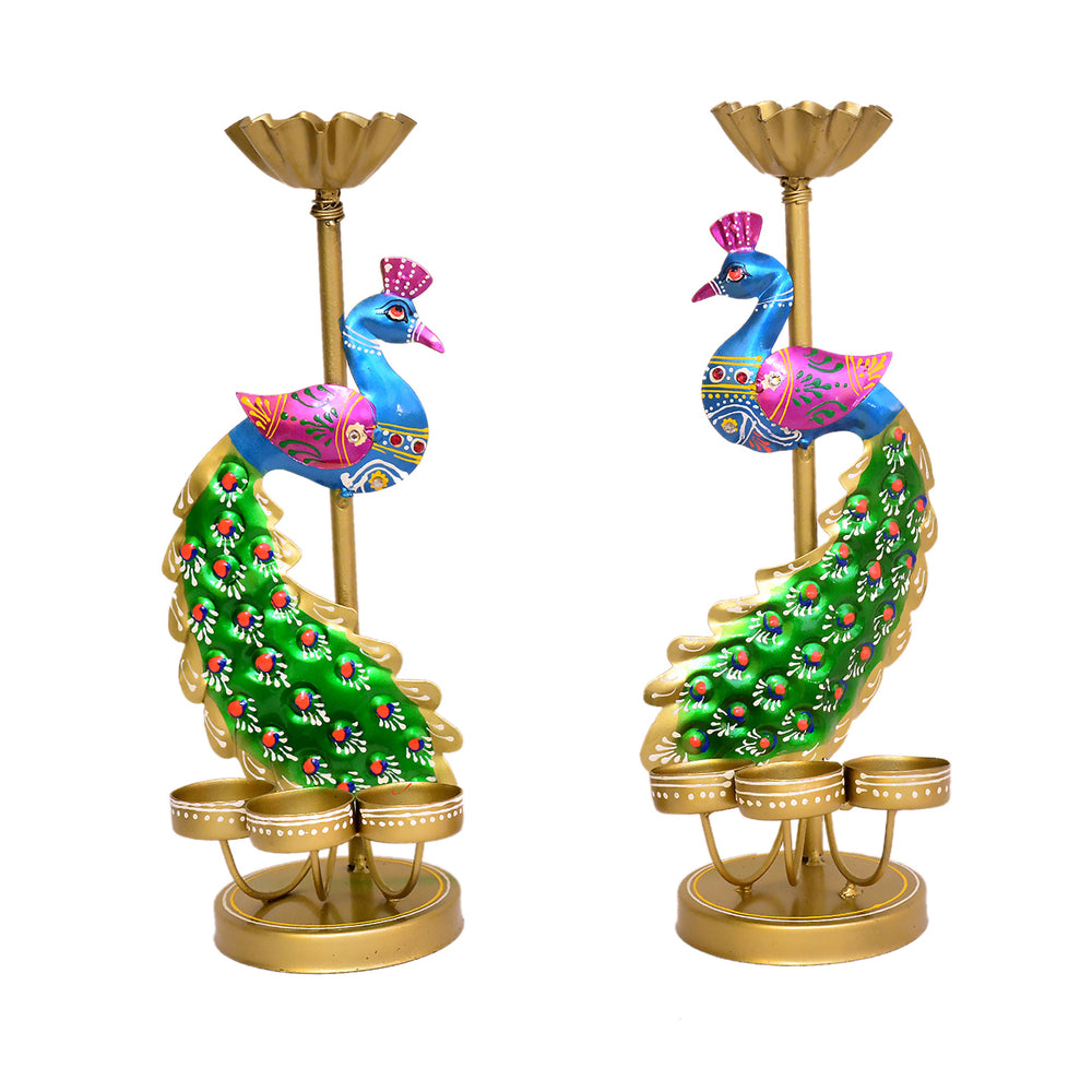 Handcrafted Peacock Diya Stand I-253-A