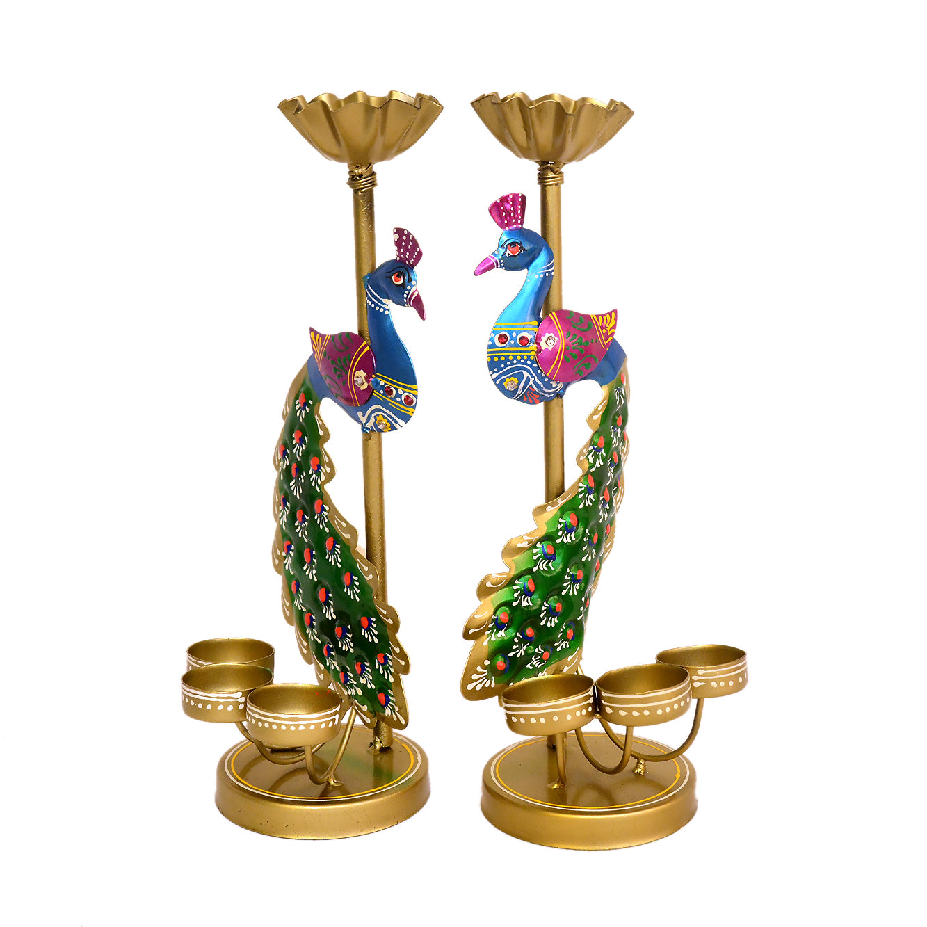 Handcrafted Peacock Diya Stand I-253-A