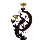 Handcrafted Metal Peacock Tealight Holder with Hand-Painted Detailing I-254-A