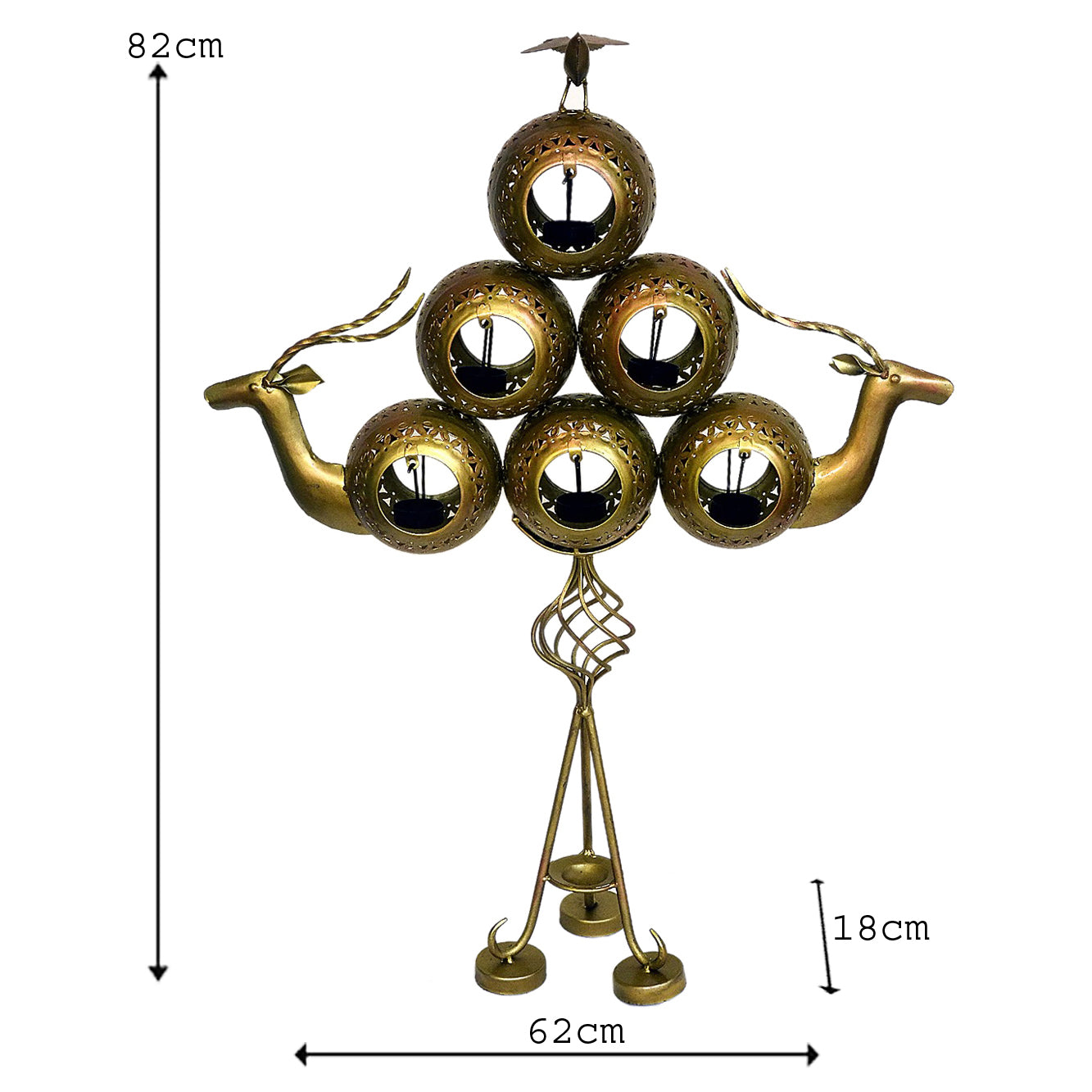 Handcrafted Golden Deer & 6 Candle Holder I-255-A