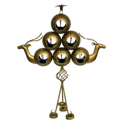 Handcrafted Golden Deer & 6 Candle Holder I-255-A