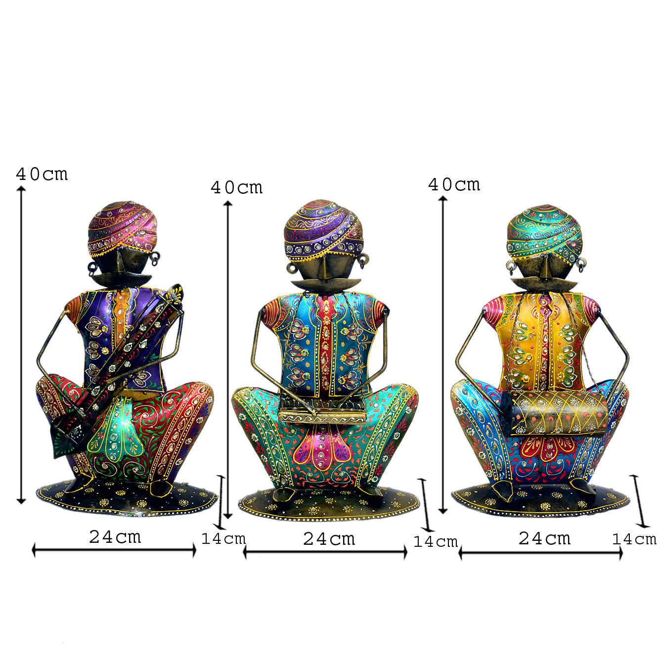 Handcrafted Metal Musician Figurines - Set of 3 I-256-A