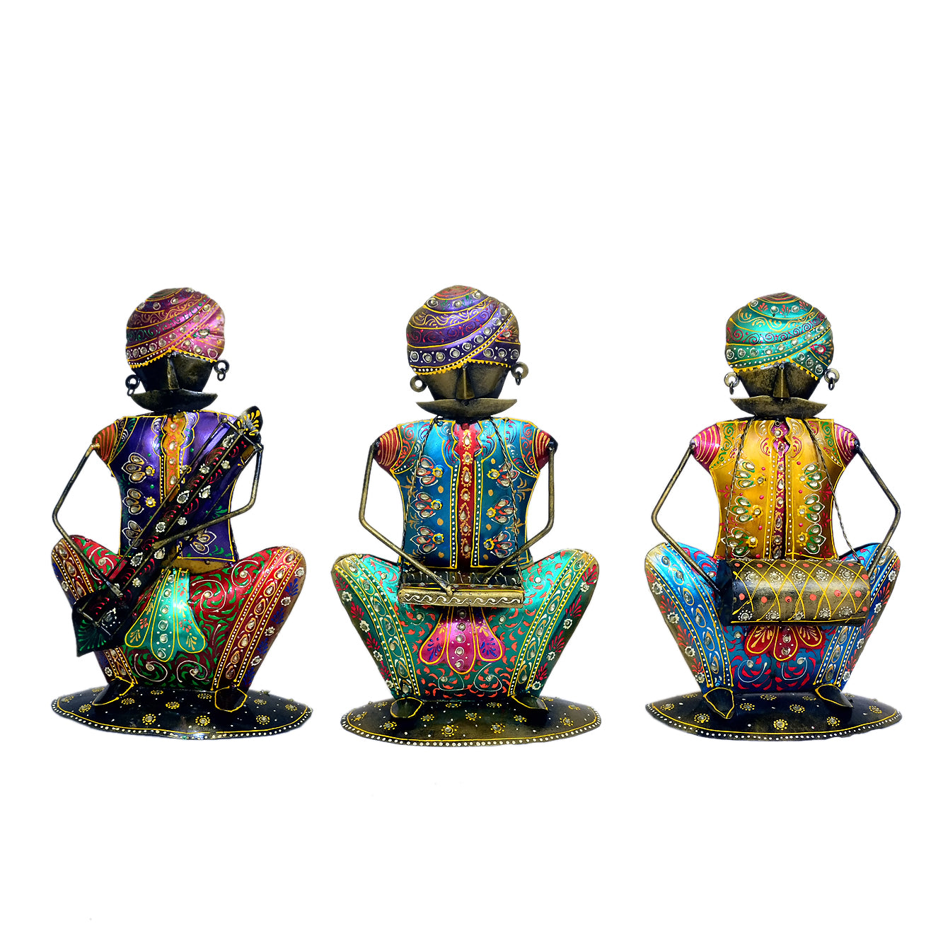 Handcrafted Metal Musician Figurines - Set of 3 I-256-A