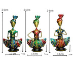 Handcrafted Metal Musician Lady Figurines - Set of 3 I-257-A