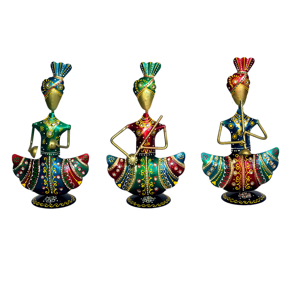 Handcrafted Metal Musician Lady Figurines - Set of 3 I-257-A