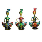 Handcrafted Metal Musician Lady Figurines - Set of 3 I-257-A