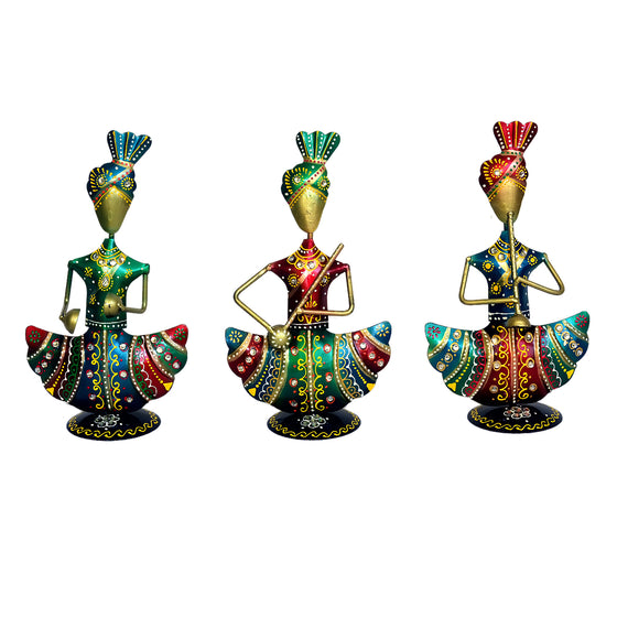 Handcrafted Metal Musician Lady Figurines - Set of 3 I-257-A