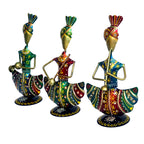 Handcrafted Metal Musician Lady Figurines - Set of 3 I-257-A