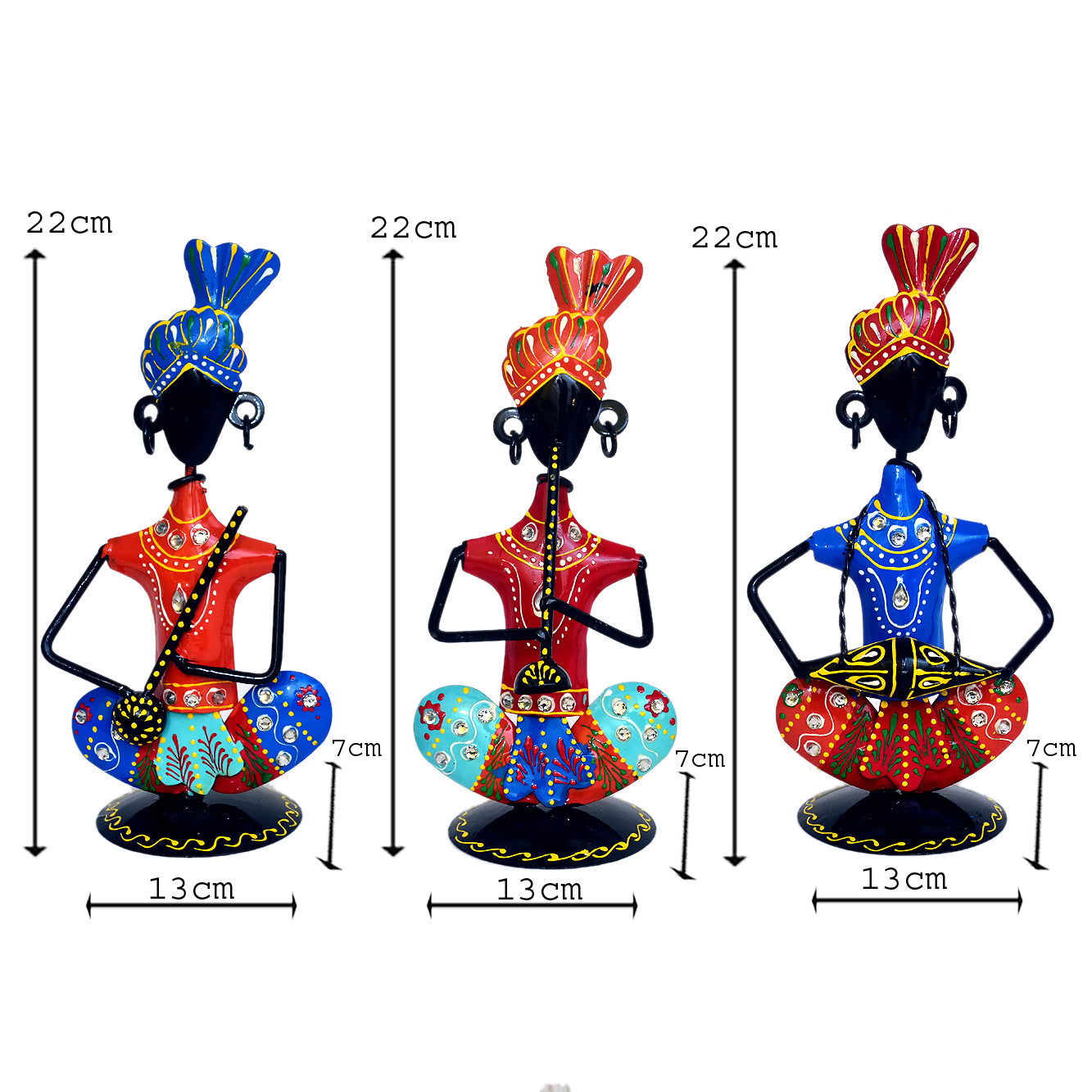 Handcrafted Metal Musician Figurines - Set of 3 I-258-A