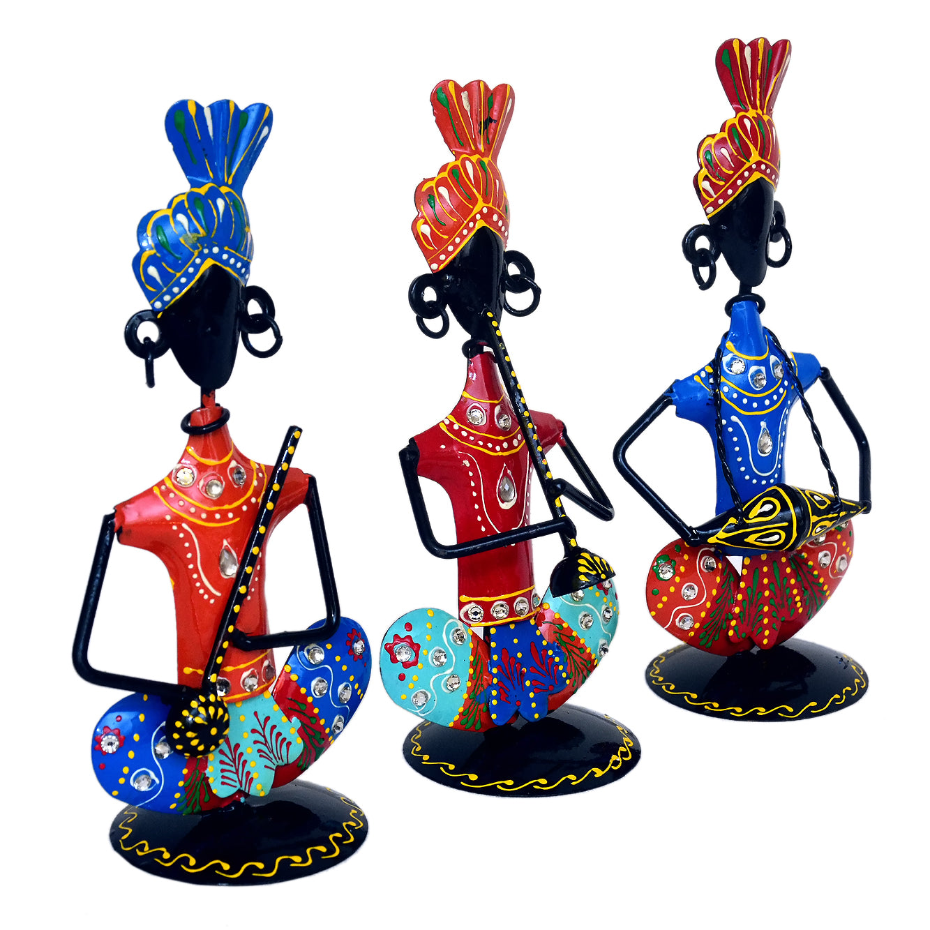 Handcrafted Metal Musician Figurines - Set of 3 I-258-A