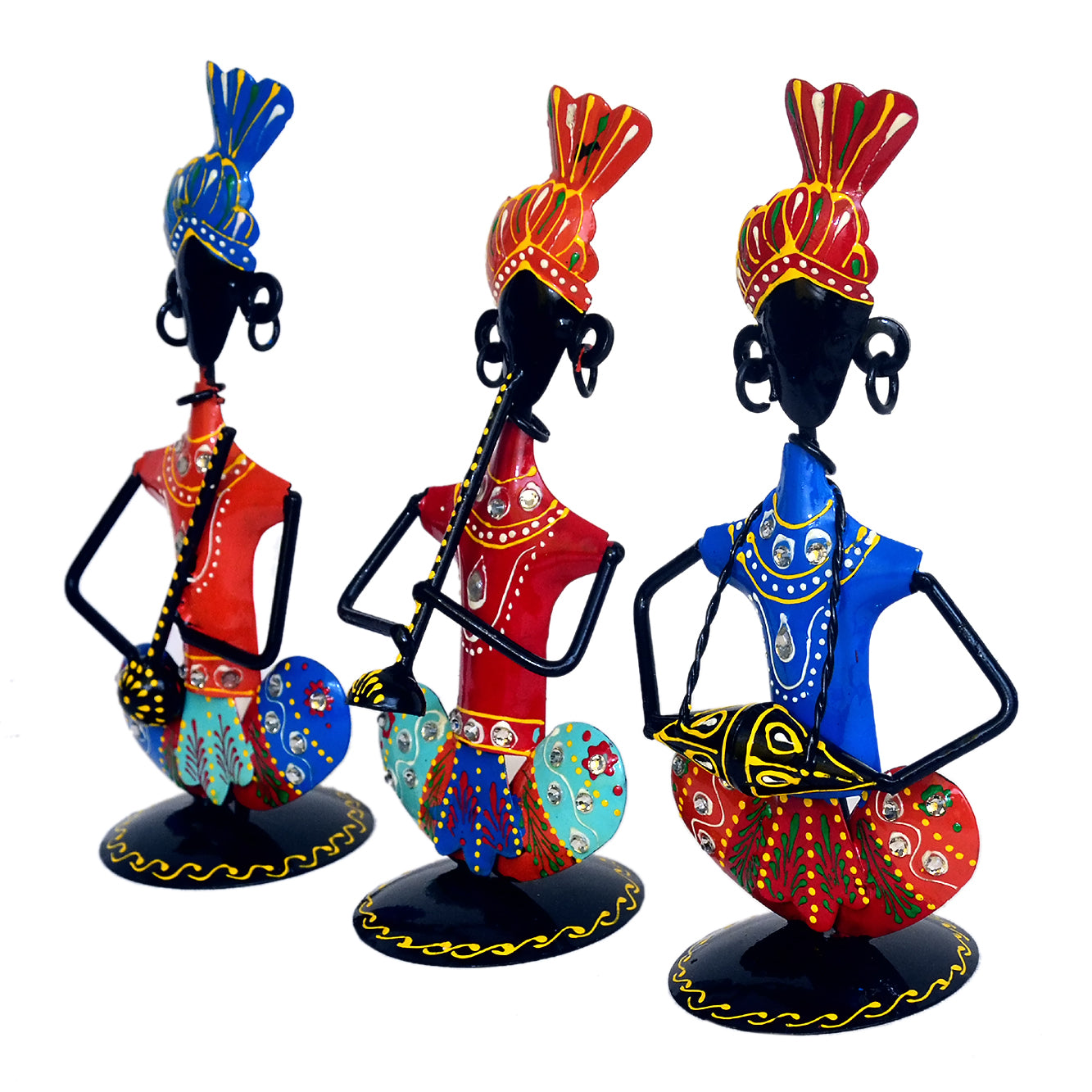 Handcrafted Metal Musician Figurines - Set of 3 I-258-A